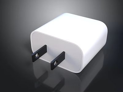 White Computer Power Adapter For Laptops With Black Prongs And Sleek Design 3d model