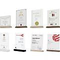 Various Design Trophies and Awards with Wooden Bases and Glass Plaques