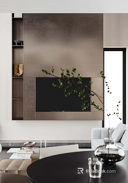 Modern Luxury Living Room Interior Design With Elegant Accents And Green Plants 3d model 