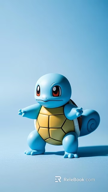 Blue Squirtle Toy Figure with Red Eyes Yellow Shell and Cute Cartoon Design 3d model 
