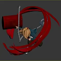 Dynamic Game Character With Brown Hair Blue Jacket Wielding Red Chain And White Shoes