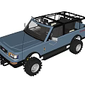 Light Blue Off Road SUV With Large Tires Roof Lights And Rugged Exterior