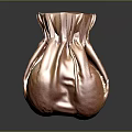 Brown Pleated Decorative Vase With Glossy Texture For Home Decor On Dark Surface