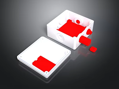 Electronic Electrical Device Enclosure With White Plastic Casing And Red Internal Components 3d model