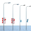 Traditional Chinese Style Outdoor Street Lights with Red Decorations and Symbols