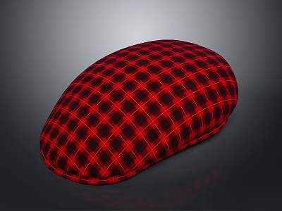 Red And Black Plaid Oval Cushion For Home Living Room Decor 3d model