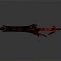 Fantasy Spiked Sword With Red And Black Detailed Design And Sharp Edges