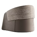 Modern Leisure Chair with Grey Fabric Brown Leather Curved Armrests and Minimalist Design