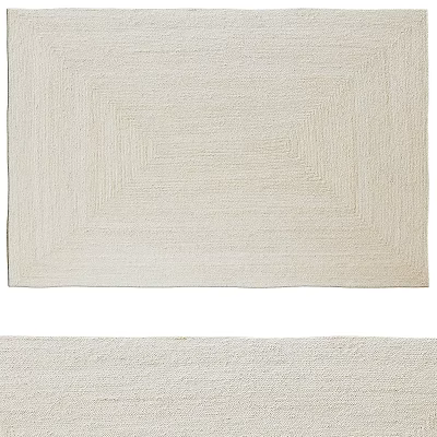 Beige Square Rug With Woven Texture And Layered Rectangles For Interior Home Decor 3d model