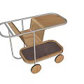 Elegant Modern Mobile Side Table With Wooden Trays And Metal Frame