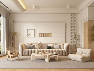 Quiet living room Cream living room 3d model