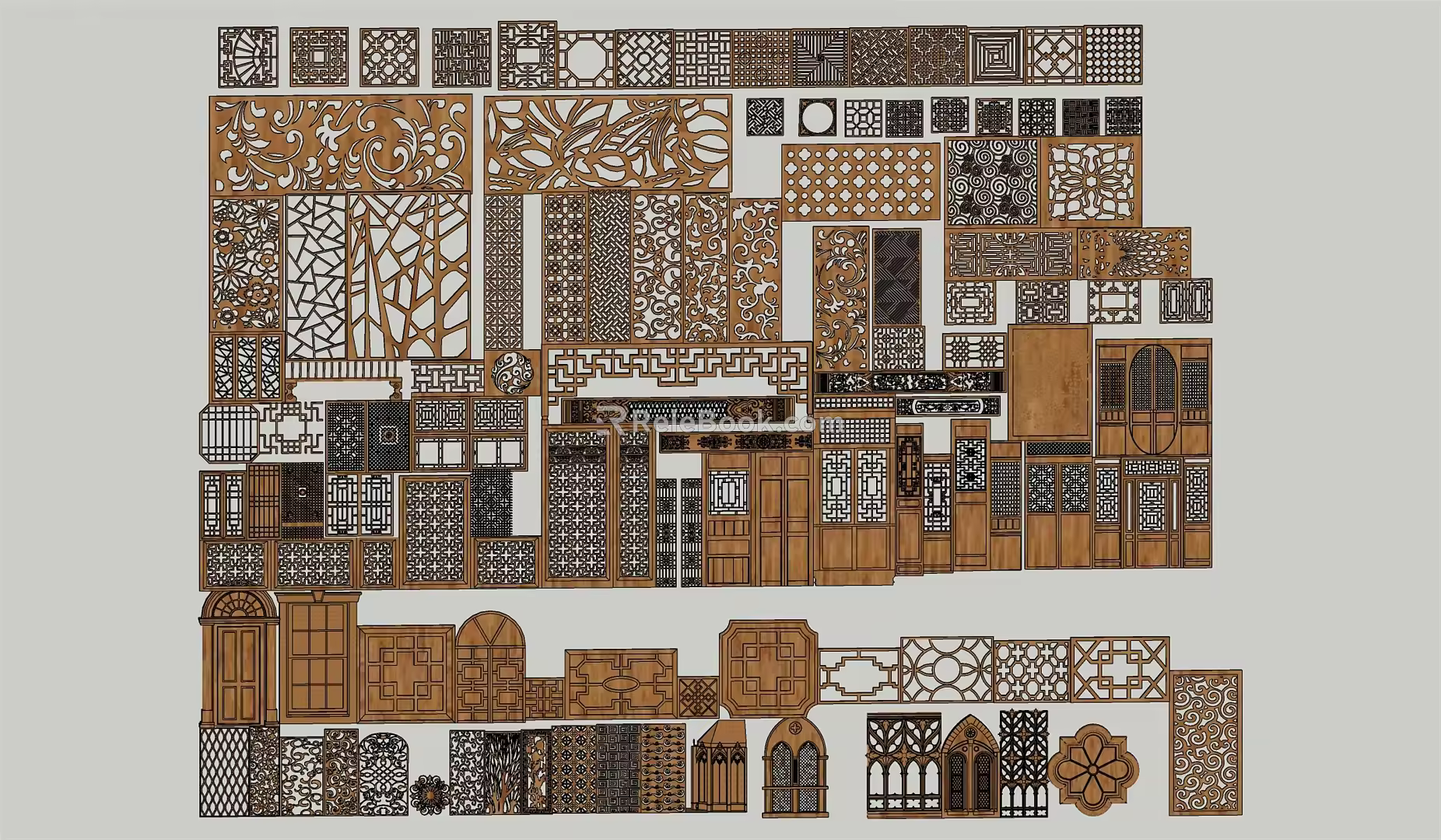 New Chinese-style openwork window grilles 3d model