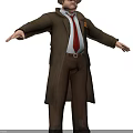 Game Movie Character Wearing Brown Trench Coat Hat And Red Tie
