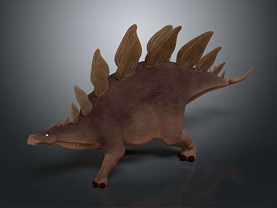 Realistic Stegosaurus Dinosaur 3D Model With Brown Skin And Spiked Plates 3d model