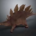 Realistic Stegosaurus Dinosaur 3D Model With Brown Skin And Spiked Plates