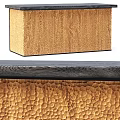 Elegant Reception Desk With Dark Wooden Frame And Golden Textured Marble Countertop Top