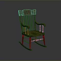 Traditional Wooden Rocking Chair With Curved Backrest And Armrests Design