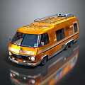 Orange Modified Bus With Roof Rack And Side Windows Exterior Design