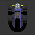 Blue And Black Go Kart With Yellow Wheels Steering Wheel And Brown Seat