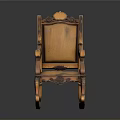 Vintage Wooden Rocking Chair With Carved Accents And Leather Upholstered Seat