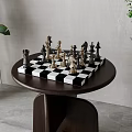 Strategic Board Game Entertainment With Chess Pieces On Wooden Table And Indoor Green Plants For Leisure
