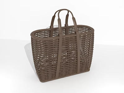 Durable Brown Woven Tote Bag With Sturdy Handles For Everyday Essentials 3d model