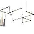 Modern Geometric Pendant Lights With Black Frame And Linear Design Elements 3d model