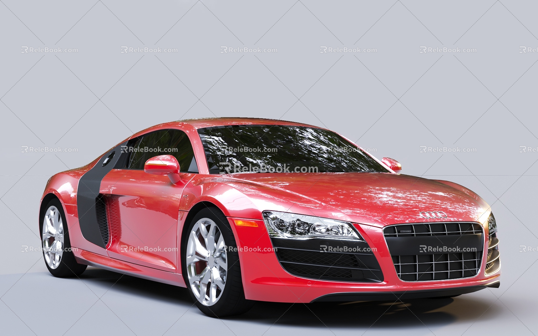 Red car sports car Audi R8 3d model