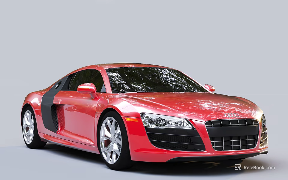 Red Audi R8 Sports Car with Sleek Design and Alloy Wheels 3d model 