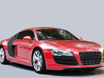 Red Audi R8 Sports Car with Sleek Design and Alloy Wheels 3d model