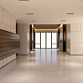 Spacious Elevator Hallway With Mailboxes Stone Walls Polished Floor And Lighting 3d model