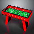 Red Frame Foosball Table With Green Playing Surface Player Rods And Soccer Goals