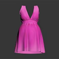 Pink V Neck Dress With Cinched Waist And A Line Skirt Design