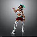 Child 3D Character Posing With Green Hair Accessories White Top Red Shorts And White Boots