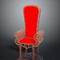 Elegant Chair with Red Seat Backrest and Intricate Golden Frame Design