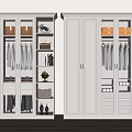 Modern White Wardrobe With Glass Doors Built in Lighting Hanging Clothes And Storage Design