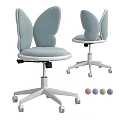 Light Blue Kids Chair With Butterfly Shaped Backrest Rolling Wheels And Color Options