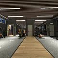 Modern Fitness Gym Interior With Workout Equipment Benches And Wooden Floor
