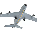 Gray Military Fighter Jet With Four Engines And Extended Landing Gear In Flight