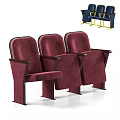 Maroon Public Chairs With Velvet Seats And Wooden Armrests In Classic Design For Public Venues