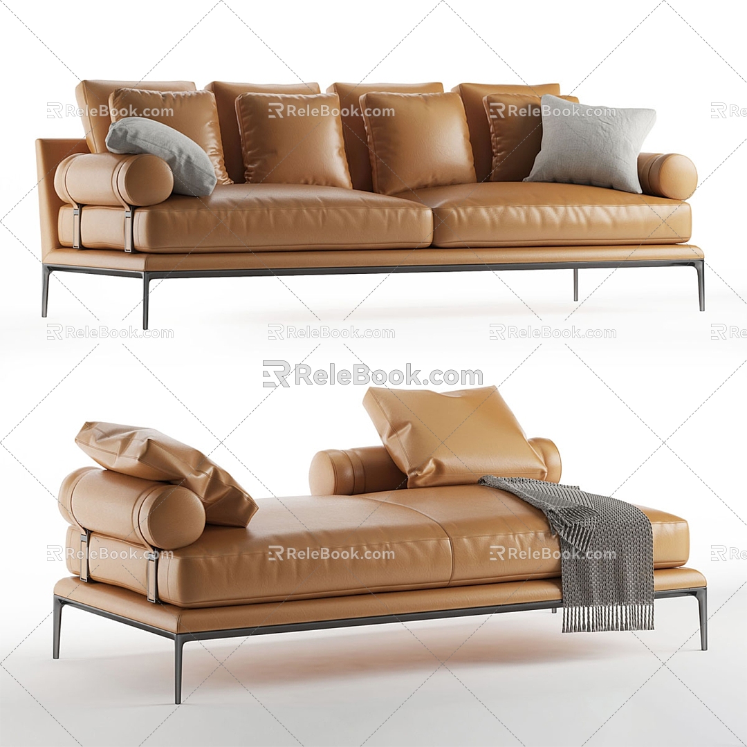 B B italia Atoll sofa bench multiplayer sofa leather sofa modern sofa brand sofa 3d model