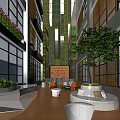 Contemporary Indoor Lounge Space With Green Vertical Gardens And Modern Seating