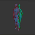 Two Blue Human Models Standing Pose Displaying Limbs And Body Structure 3d model