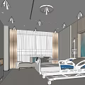 Hospital Outpatient Ward With Modern Design Wooden Walls TV Sofa Window And IV Stand