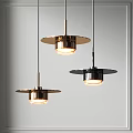Modern Metallic Pendant Lights With Brass And Black Round Shades For Interior Decor