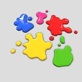 Art Supplies Collection Featuring Colorful Paint Splatters In Vibrant Red Yellow Blue Green Pink Hues