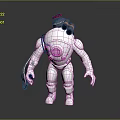 Silver Mechanical Armor Costume With Protective Helmet And Red Accent Details