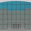 Modern Building Exterior Design With Glass Curtain Wall Red Brick And Urban Reflections