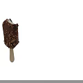 Tasty Chocolate Covered Ice Cream Bar With Crunchy Nut Toppings On Wooden Stick