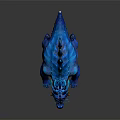 Blue Dragon Like Game and Movie Character With Spikes and Glowing Flames